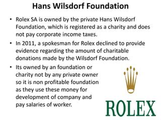 rolex charitable foundation|Rolex charity donations.